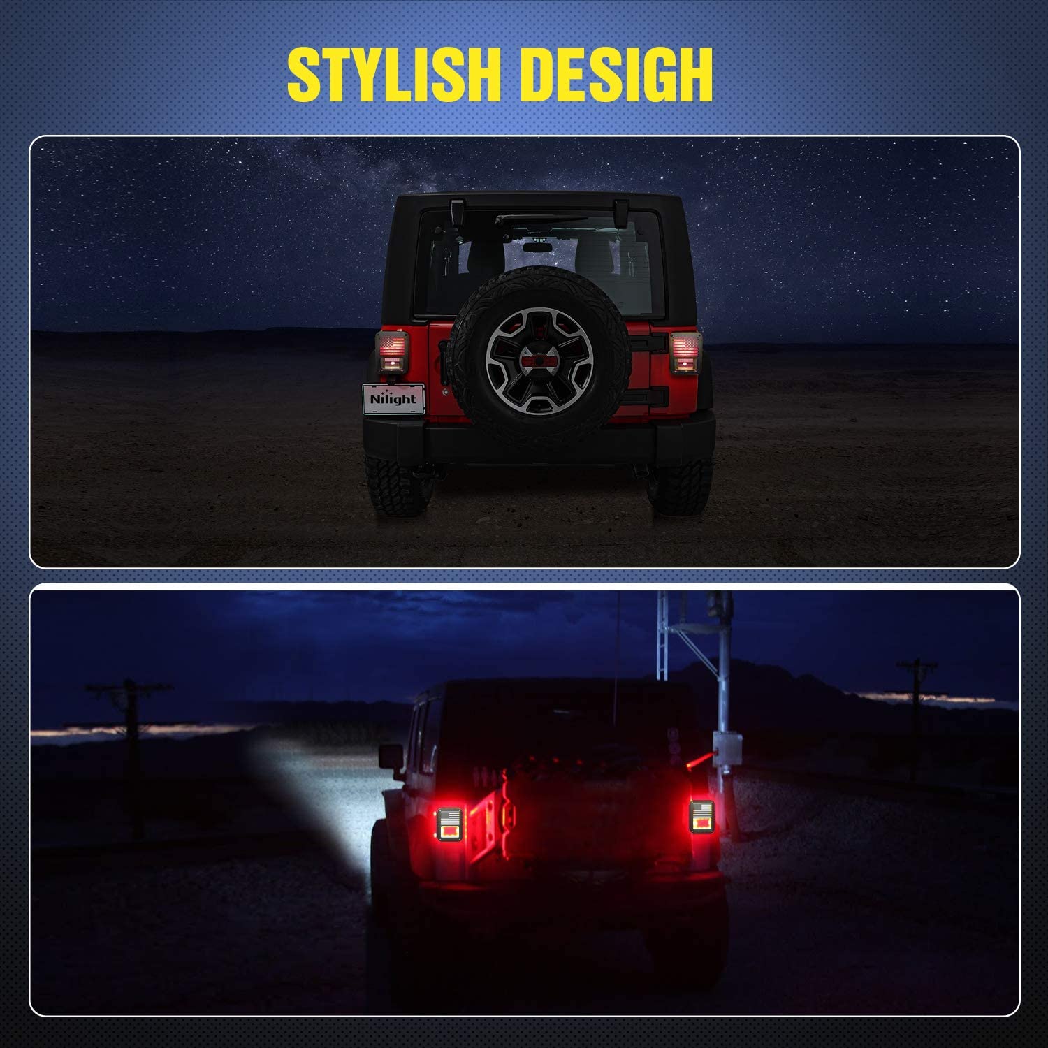 2007-2017 Jeep Wrangler JK Unlimited Rear Light Covers Protector Nilight