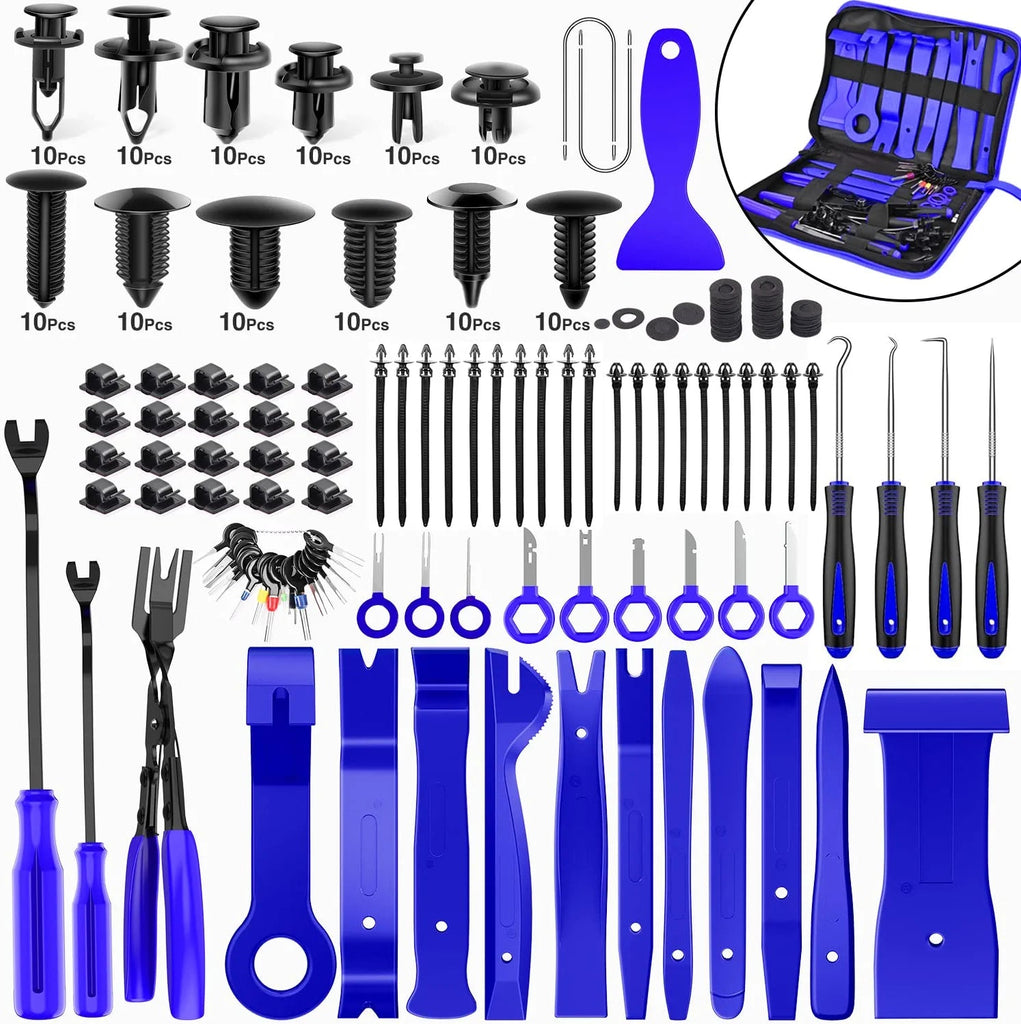 Fender Nilight 238Pcs Trim Removal Tool, Auto Push Pin Bumper Retainer Clip Set Fastener Terminal Remover Tool Adhesive Cable Clips Pry Kit Car Panel Radio Removal Auto Clip Pliers, 2 Years Warranty