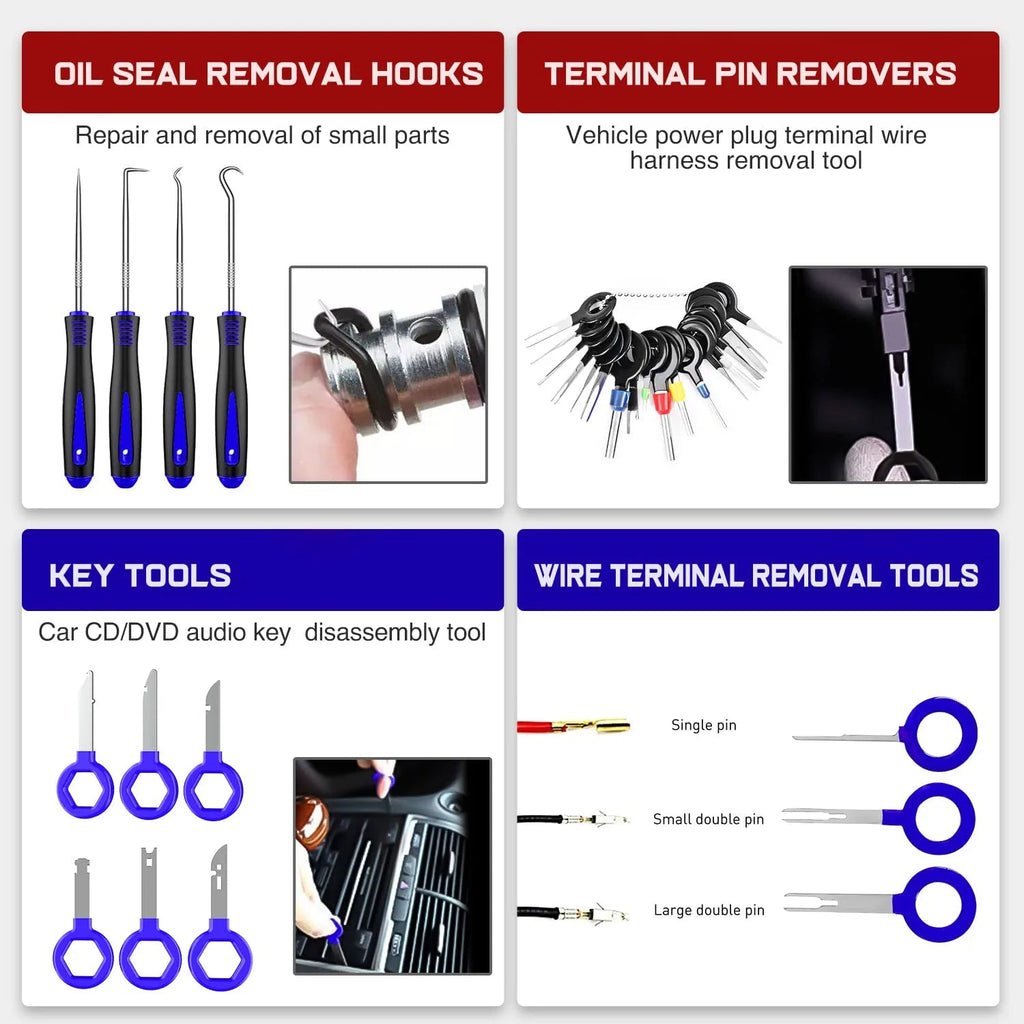 Nilight 238pcs Trim Removal Tool, Auto Push Pin Bumper Retainer Clip Set Fastener Terminal Remover Tool Adhesive Cable Clips Kit Car Panel Radio