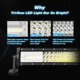Nilight 22 Inch 270W Triple Row BarFlood Spot Combo Waterproof Led Work Light 28800LM Off Road Driving Lamp with Wiring Harness Kit, 2 Years Warranty