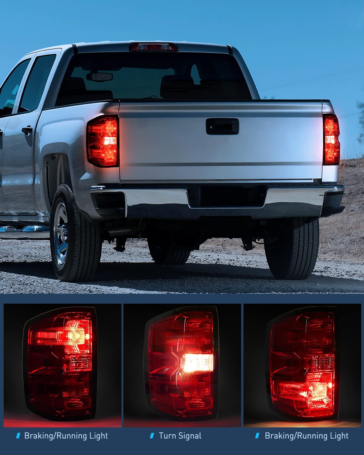 2014-2019 Chevy Silverado 1500 2500HD 3500HD 2015-2019 GMC Sierra 3500HD 2019 Silverado 1500LD Taillight Assembly Rear Lamp Driver Side Nilight