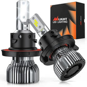 E1 H13/9008 LED Headlight Bulbs, 350% Brighter, 50W 10000LM LED High Low Beam Headlight Conversion Kit, 6000K Cool White, Mini Size, 2-Pack