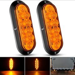 6 Inch Oval Amber Upgrade LED Trailer Tail Lights (Pair)