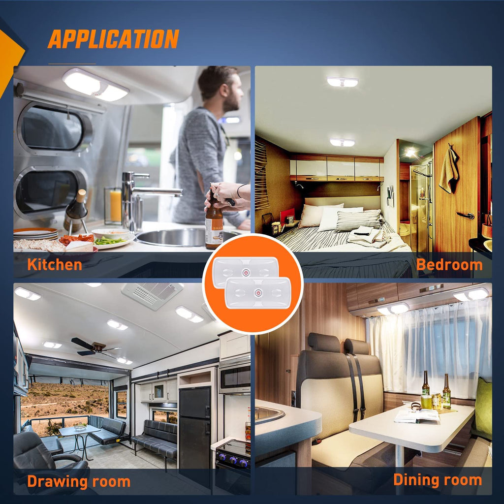 LED Ceiling Light 12V 24V Touch Switch Dimmable Caravan Campervan