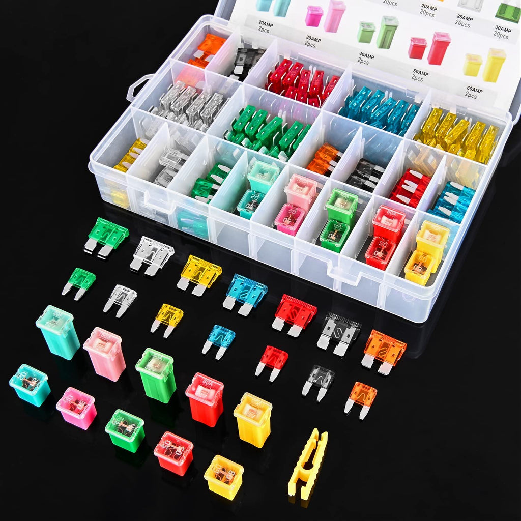 Accessories Nilight 250PCS Blade Jcase Car Fuse Assortment Kit 5A 7.5A 10A 15A 20A 25A 30A Standard Mini Fuses 20A 30A 40A 50A 60A Low Tall STD Profile Box Replacement Fuses for Car Truck Camper, 2 Years Warranty