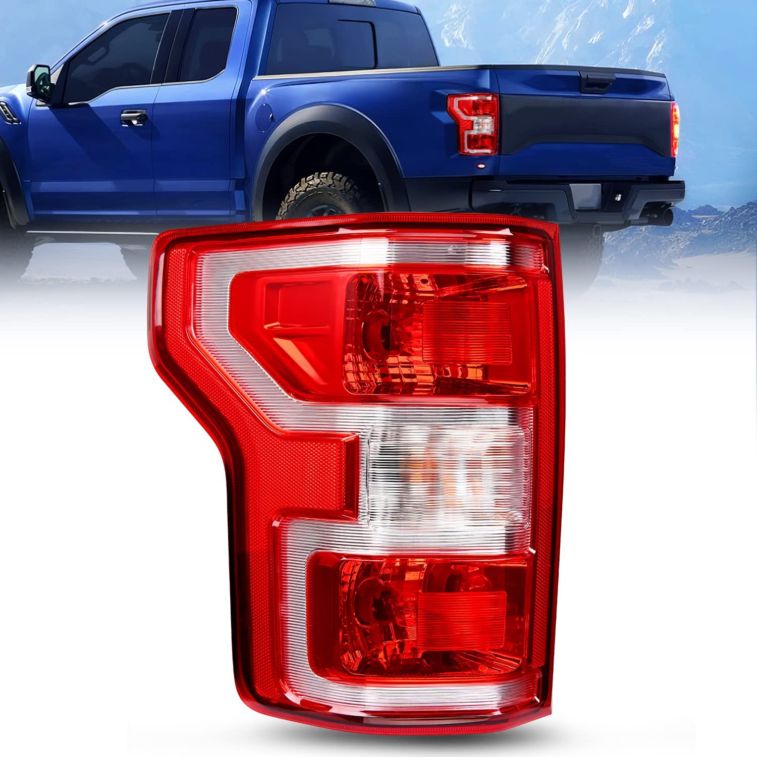 2018-2020 Ford F150 Taillight Assembly Rear Lamp Replacement OE Style Red Housing with Bulbs and Harness Driver Side Nilight