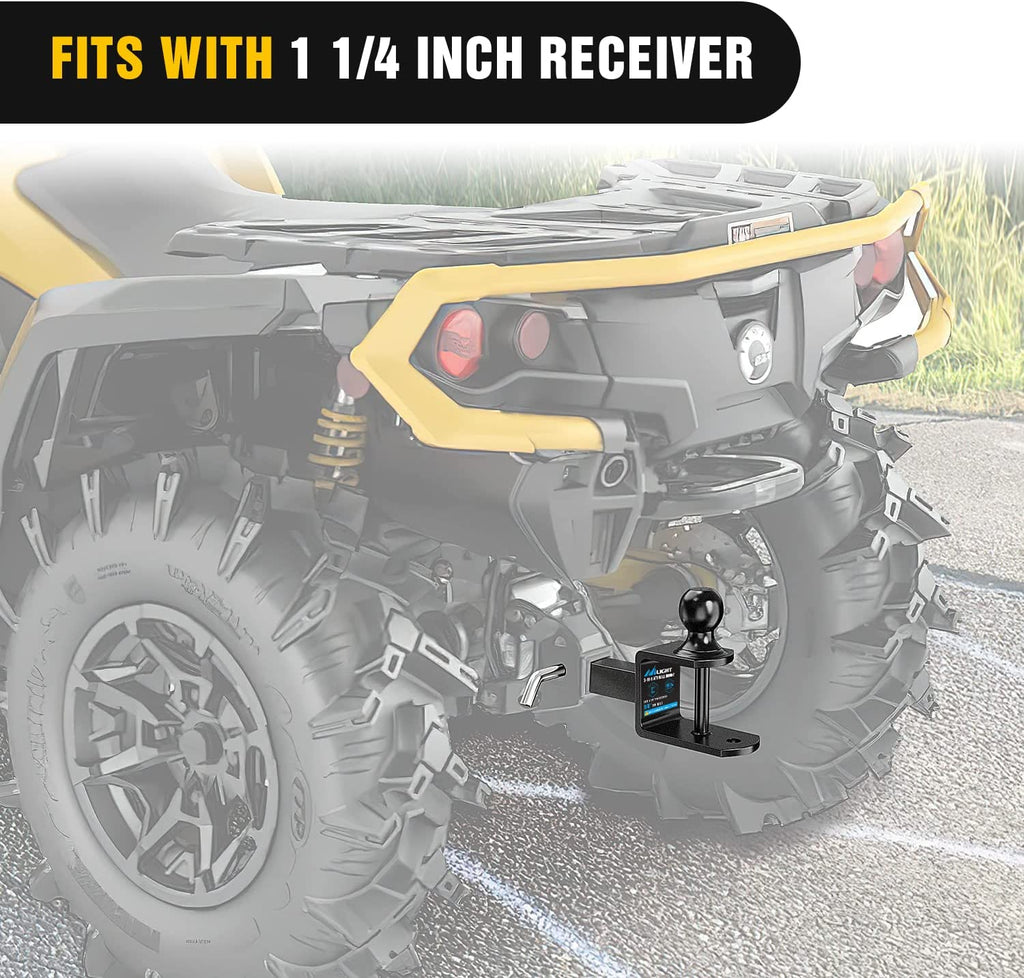 Trailer Hitch Nilight 3 in 1 ATV UTV Multi Hitch Mount with 2 inch Ball Hitch Rated 2000 LBS Fits 1-1/4 Inch Receiver Winch Strap Loop Rated 5000 LBS, 2 Years Warranty