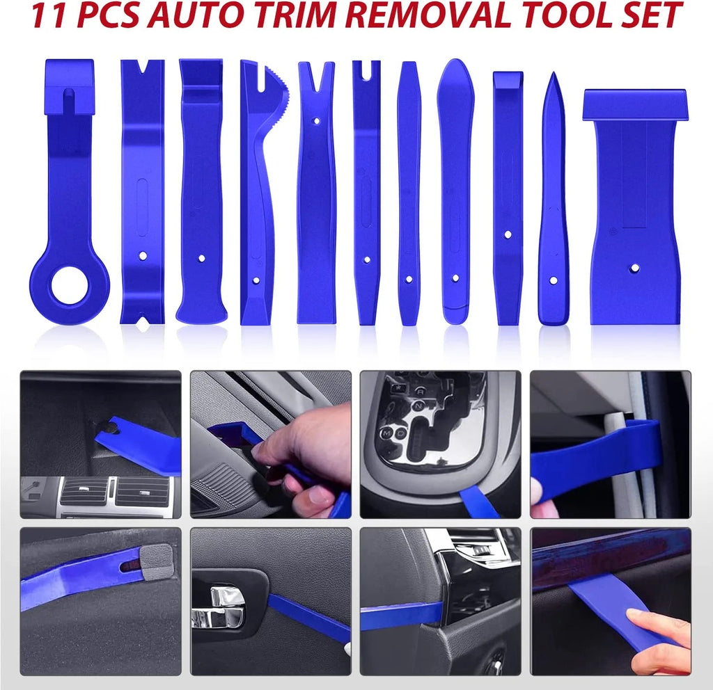 Fender Nilight Trim Removal Tool 102 Pcs, Auto Push Pin Bumper Retainer Clip Set Fastener Terminal Remover Tool Round Handle Crowbar Pry Kit Car Panel Radio Removal Auto Clip Pliers, 2 Years Warranty