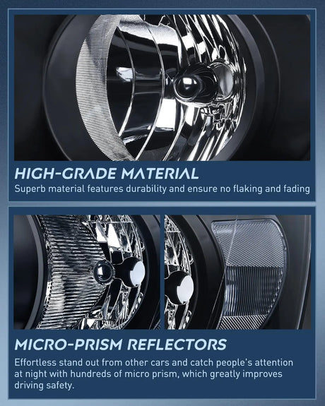 LED Headlight Nilight Headlight Assembly 2006 2007 2008 Ram Black Housing Clear Corner Clear Lens, Driver and Passenger Side, Headlamp Replacement, 2 Pack