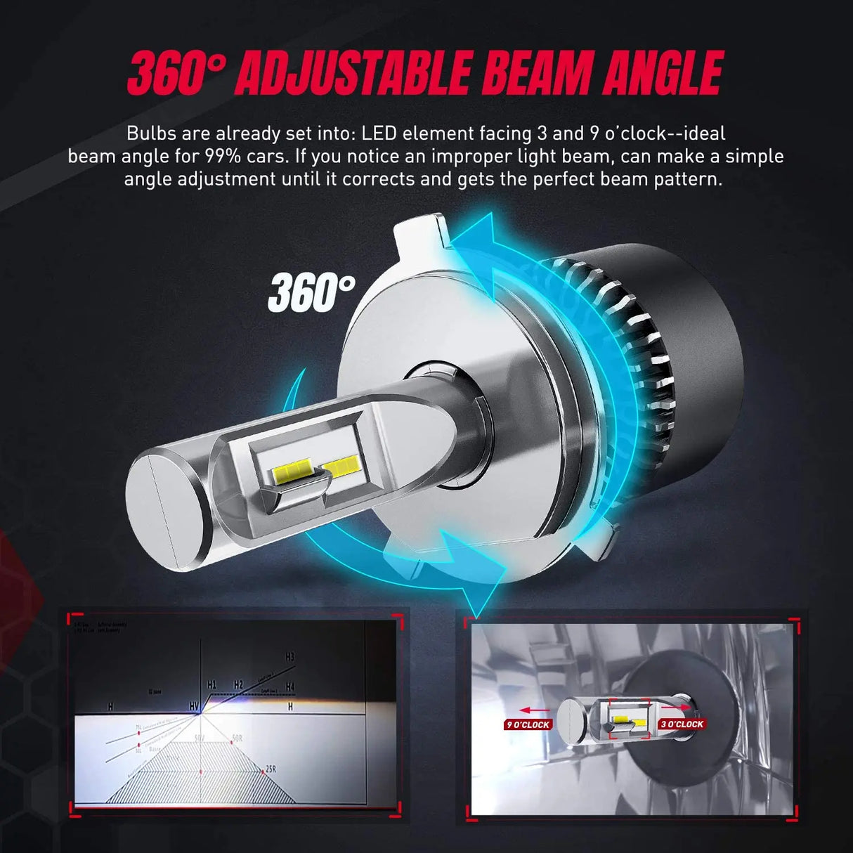 Motor Vehicle Lighting Nilight NIXMEN 2PCS H4/9003/HB2 LED Headlight Bulb 70W 8000-10000LM 350% Brighter Hi/Low Beam Upgraded LED Headlight Conversion Kit Halogen Lamp Replacement 6500K