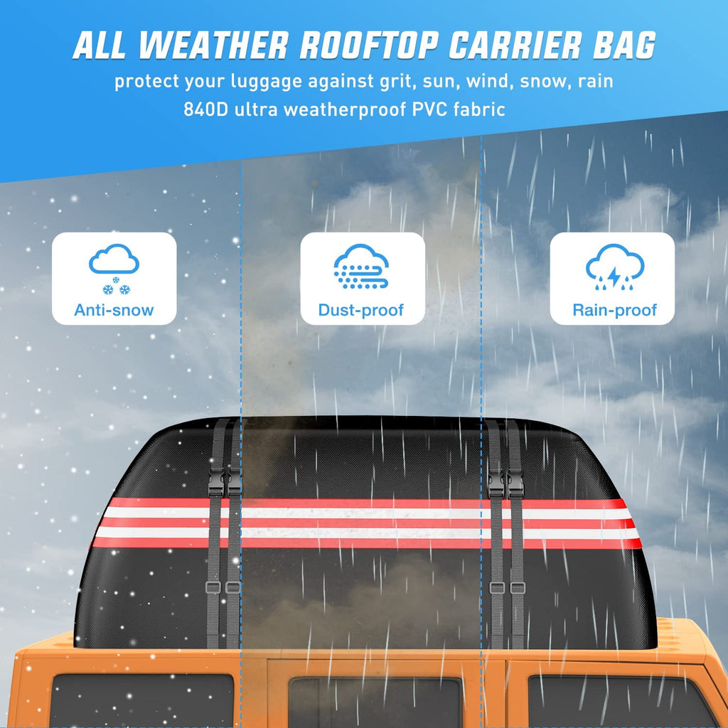 Car Cover Nilight Car Roof Bag 15 Cubic Feet Waterproof Rooftop Cargo Carrier,Suitable for All Vehicle with/Without Rack - Waterproof Zip,Reflective Strip,Anti-Tear 840D PVC, with Anti-Slip Mat