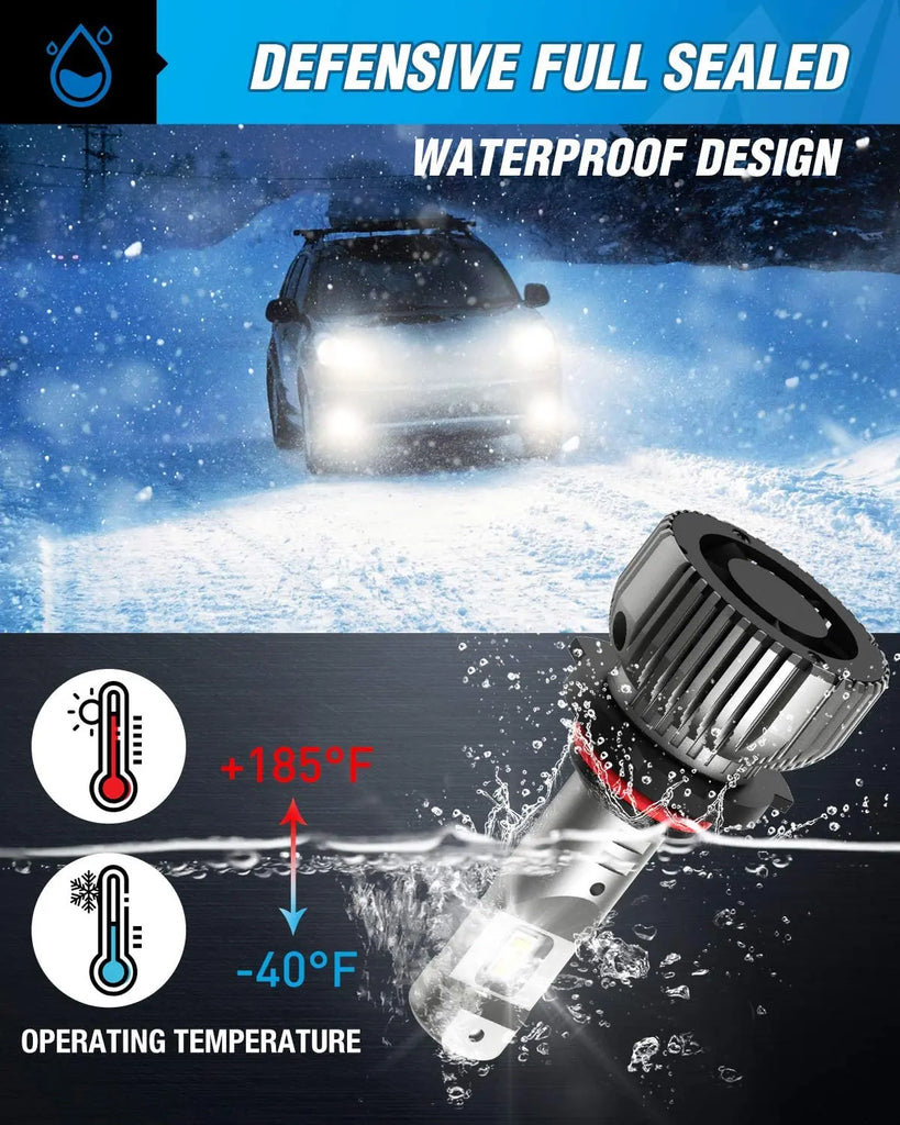 Motor Vehicle Lighting Nilight 9006/HB4 LED Headlight Bulbs, 70w 14000lm 9006 Low Beam Headlight Bulb 6500k 9006 LED Bulb Cool White IP67