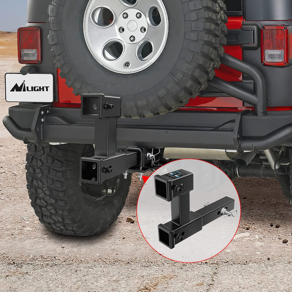 Trailer Hitch Nilight Dual Hitch Extension with Bolt Nut Kit Fits for 2 inch Receiver Extender to 10 inch Max Length Adjust 7-1/2" Riser or Drop 4,000 lbs GTW, 2 Years Warranty