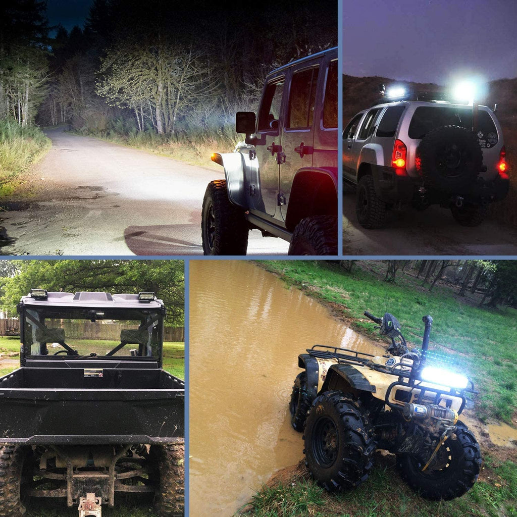 LED Light Bar Nilight 2Pcs 6.5Inch Led Pods Light Bar 120W Driving Boat Off Road Trucks Lights with Horizontal Bar Tube Clamp with Off Road Wiring Harness - 2 Leads