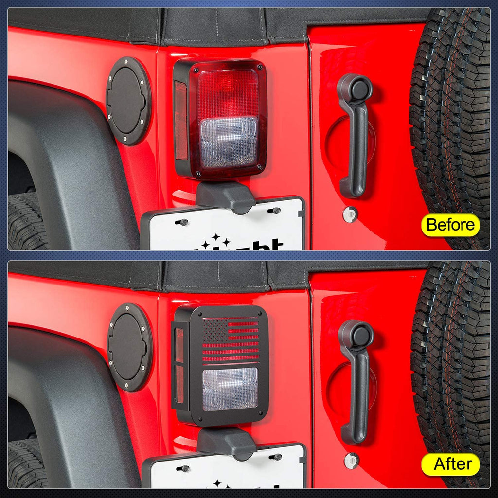 Nilight Tail Light Guards,Black Rear Light Covers Protector for 2007-2017 Wrangler JK Unlimited - Pair