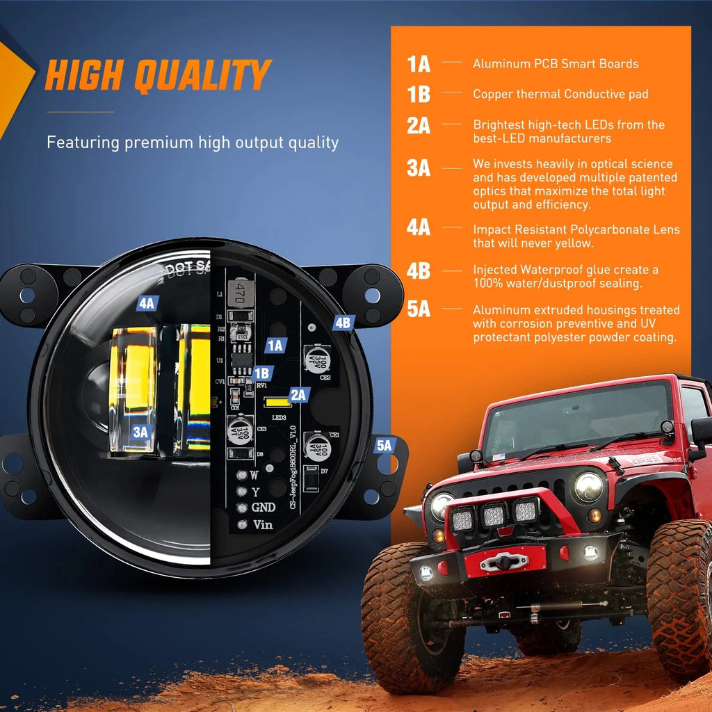 Fog Light Assembly Nilight 4 Inch LED Fog Light Assembly Compatible with 2007-2018 Jeep Wrangler JK Unlimited JKU with Conversion Cables Front Bumper Replacement 60W Driving Offroad White LED Foglights, 2 Years Warranty