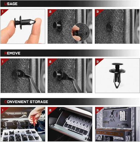 Nilight 240pcs Car Retainer Clips & Fastener Remover with 12 Most Popular Sizes Auto Push Pin Rivets Set -Door Trim Panel Clips for Toyota,GM,Ford,Honda,Acura,Chrysler,2 Years Warranty