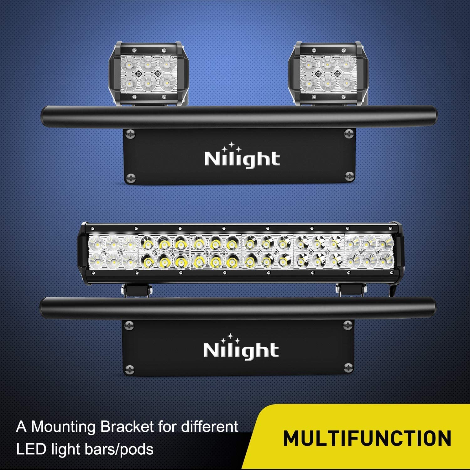 20" 126W Double Row Spot/Flood Led Light Bar Front License Plate Mount | 16AWG Wire 3Pin Switch Nilight