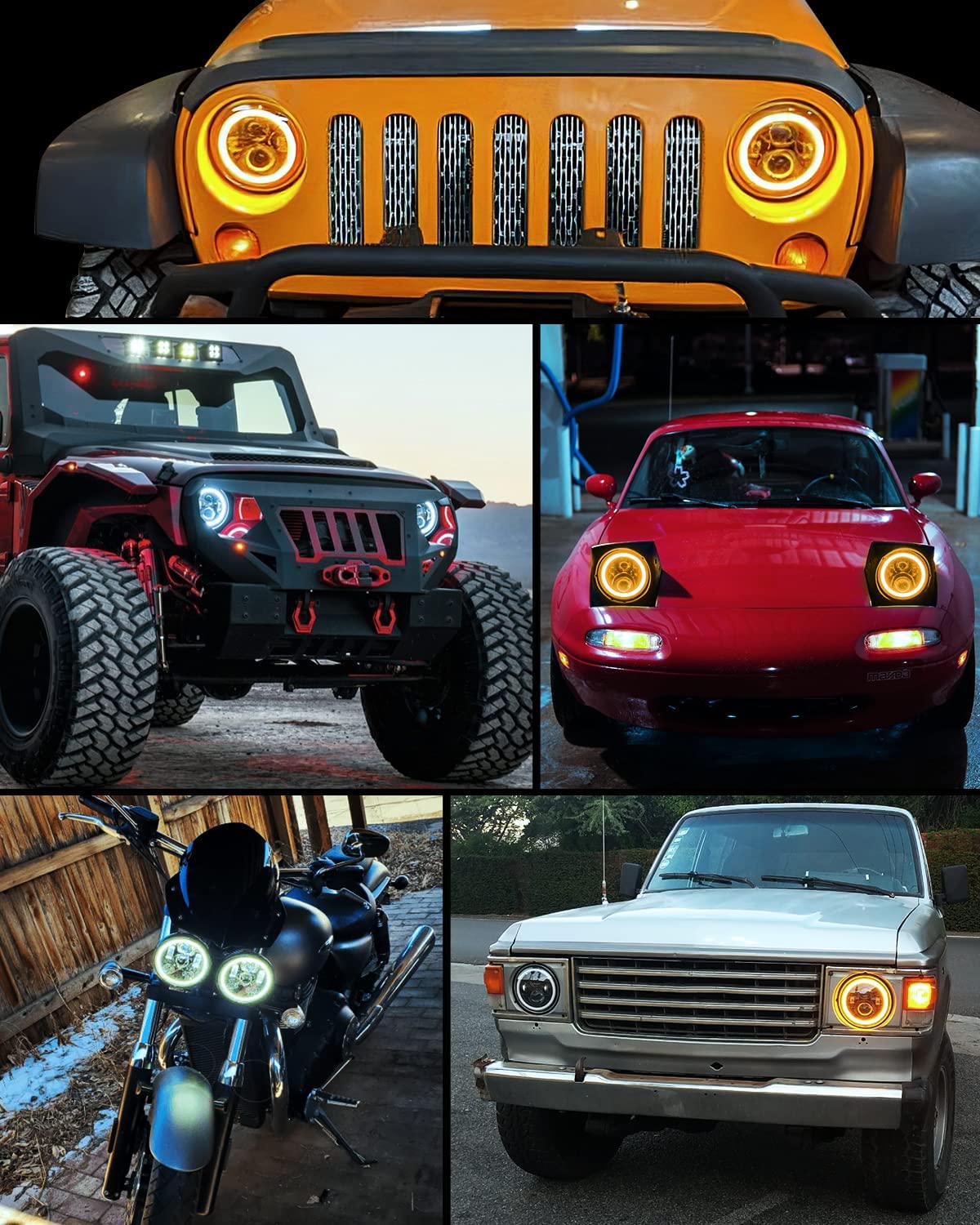 7" LED Halo Headlights For 2007-2017 Jeep Wrangler JK JKU (Pair) Nilight