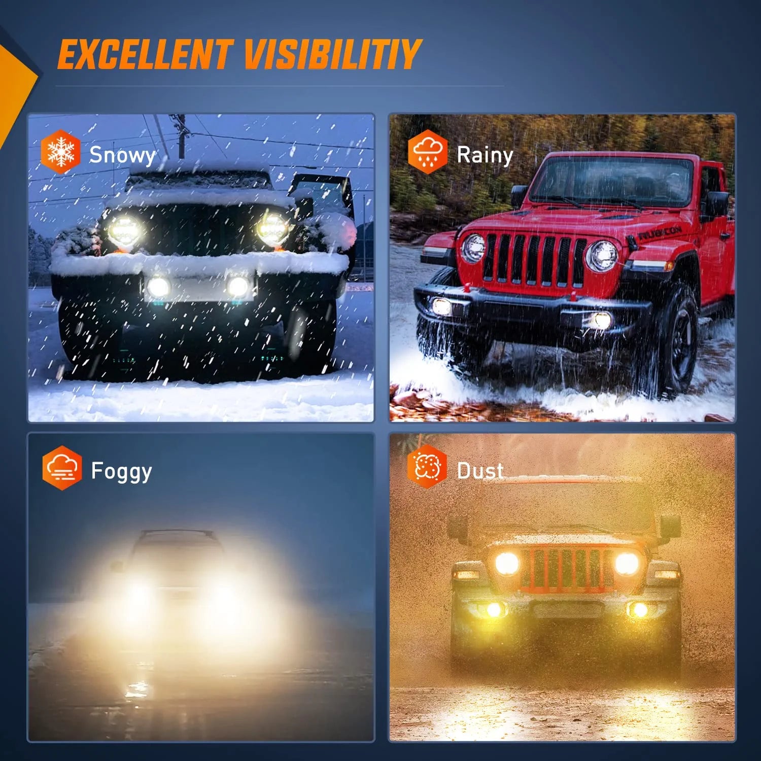 2007-2018 Jeep Wrangler JK Unlimited JKU White Fog Light Assembly Nilight