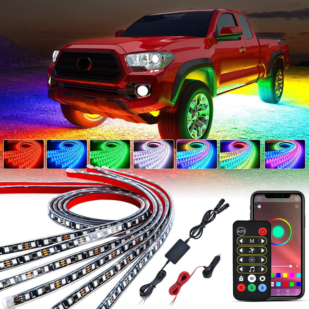 Led light Strip Nilight 6Pcs Car Underglow Neon Accent Strip Lights 300 LEDs RGBIC Multi Color DIY Sound Active Function Music Mode with APP Control and Remote Control Underbody Light Strips, 2 Years Warranty