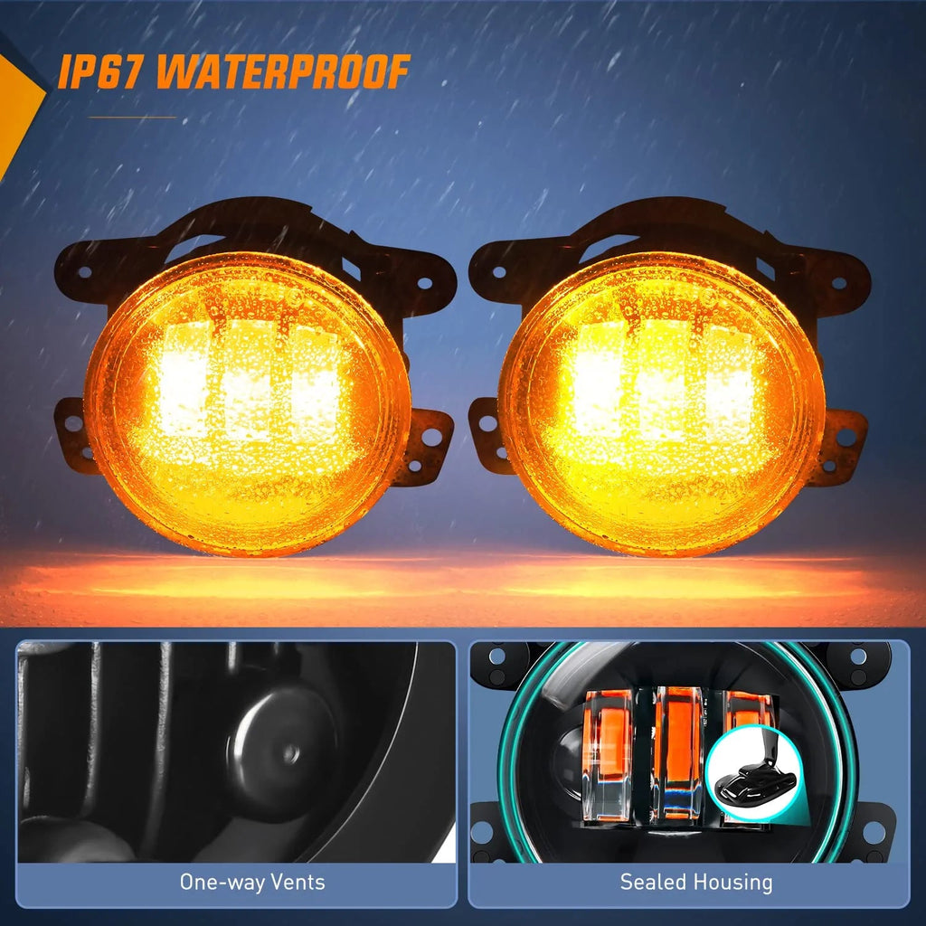 Fog Light Assembly Nilight 4 Inch LED Fog Light Assembly Compatible with 2007-2018 Jeep Wrangler JK Unlimited JK with conversion cables for direct fitment Amber Led Chip , 2 Years Warranty