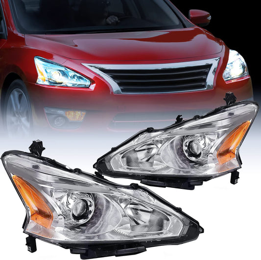 2013-2015 Nissan Altima 4 Door Sedan Headlight Assembly Chrome Case Amber Reflector Nilight