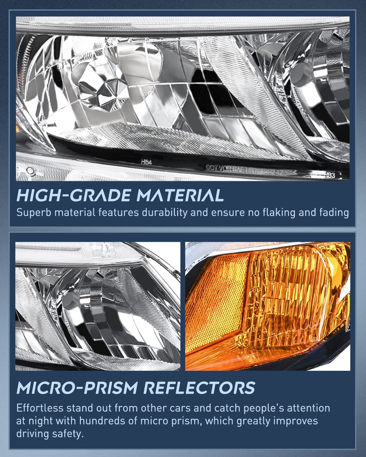 2012-2015 Honda Civic Sedan 4-Door 2012-2013 Civic Coupe 2-Door Headlight Assembly Black Case Amber Reflector Nilight