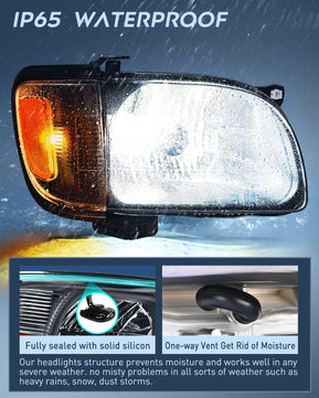2001-2004 Toyota Tacoma Headlight Assembly Black Case Amber Reflector Nilight