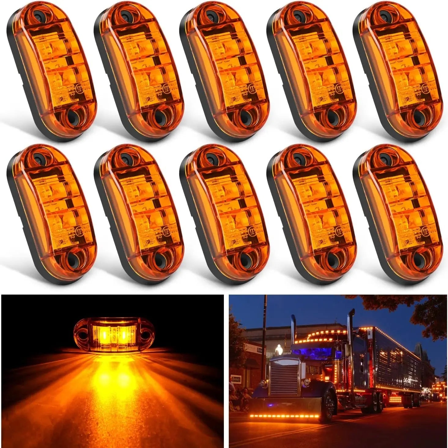 2.5 Inch Oval Amber Side Marker Light (10 Pcs) – Nilight