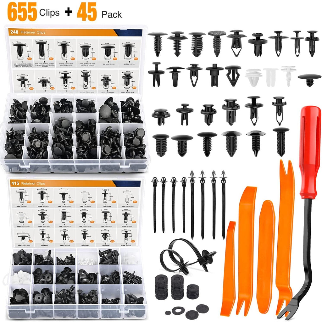 Motor Vehicle Parts Nilight 700Pcs Car Push Retainer Clips & Auto Fasteners Assortment -30 Most Popular Sizes Nylon Bumper Fender Rivets with 10 Cable Ties and Fasteners Remover for Toyota GM Ford Toyota Honda Chrysler
