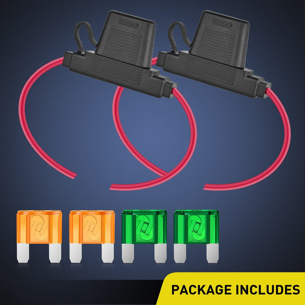 Accessories Nilight 2PCS Inline Maxi Fuse Holder 10 Gauge AWG Tin Plated Copper 12V Inline Fuse Holder 30A 40A Maxi APX Fuse IP67 Waterproof Maximum 60A Fuse Link for Car Truck Marine Boat, 2 Years Warranty