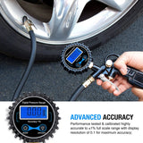 Nilight Digital Tire Pressure Gauge Medium 250 PSI Air Chuck and Compressor Accessories Heavy Duty with Rubber Hose and Quick Connect Coupler for 0.1 Display Resolution