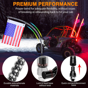 Motor Vehicle Lighting Nilight 2PCS 5FT Spiral RGB Whip Light Chasing RF Remote Control Antenna Whips for Can-am ATV UTV RZR Polaris Dune Buggy 4 Wheeler Offroad Jeep Truck