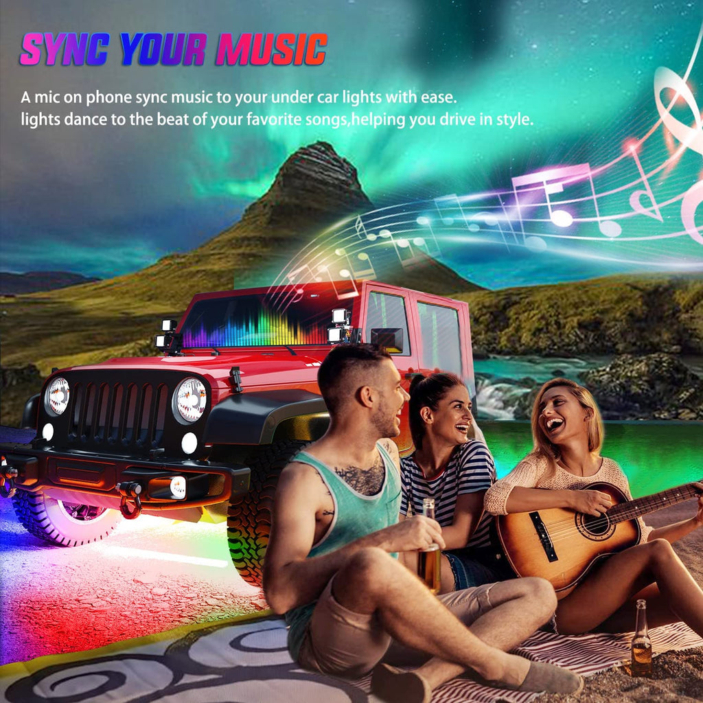 Led light Strip Nilight 6Pcs Car Underglow Neon Accent Strip Lights 300 LEDs RGBIC Multi Color DIY Sound Active Function Music Mode with APP Control and Remote Control Underbody Light Strips, 2 Years Warranty