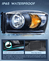 LED Headlight Nilight Headlight Assembly 2006 2007 2008 Ram Black Housing Clear Corner Clear Lens, Driver and Passenger Side, Headlamp Replacement, 2 Pack