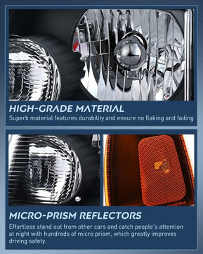 2001-2011 Ford Ranger Headlight Assembly Black Case Amber Reflector Nilight