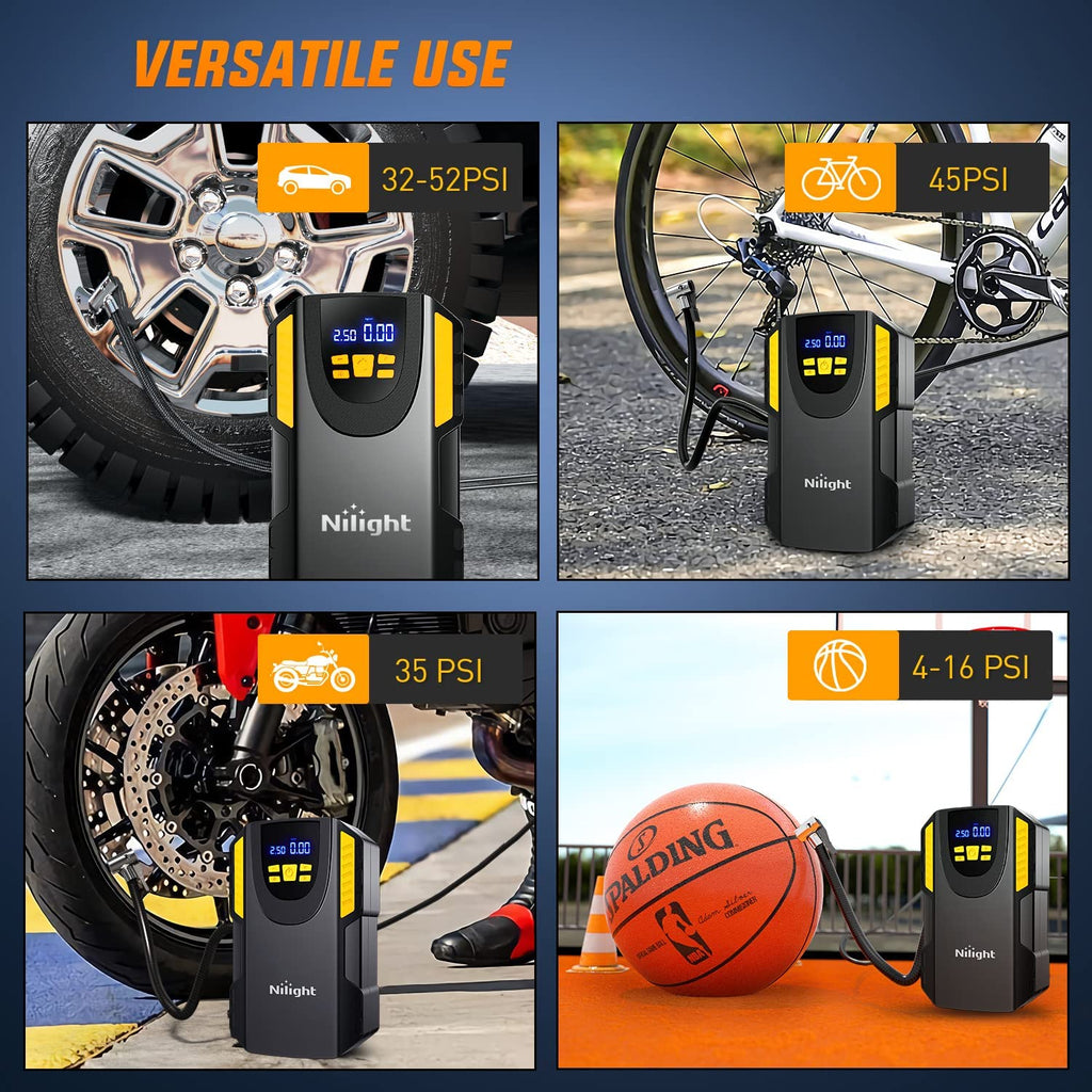 Air Compressor Pump, Car Air Pump Portable Tire Inflator Pump + Gauge 12V  300 PSI Tire Pump for Car, Truck, Bicycle, and Other Inflatables