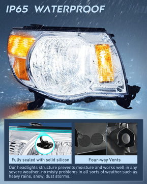 2005-2011 Toyota Tacoma Headlight Assembly Chrome Case Amber Reflector Nilight