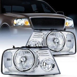 2004 2005 2006 2007 2008 Ford F150 Lincoln Mark LT Headlight Assembly Chrome Case Clear Reflector