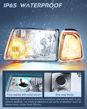 2001-2011 Ford Ranger Headlight Assembly Chrome Case Clear Reflector Nilight