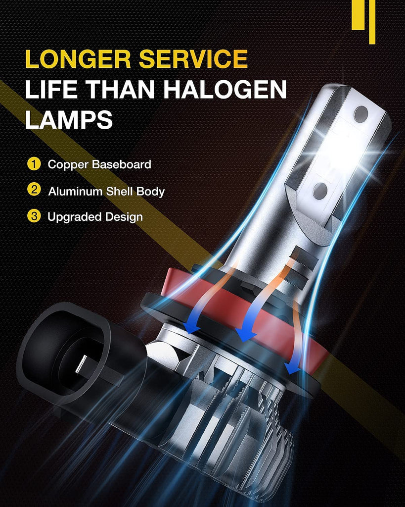 LED Headlight Nilight EF1 H11 LED Fog Light Bulbs, H8/H16 LED Fog Light DRL Bulbs Conversion Replacement for Cars Trucks, Cool White, 2-Pack