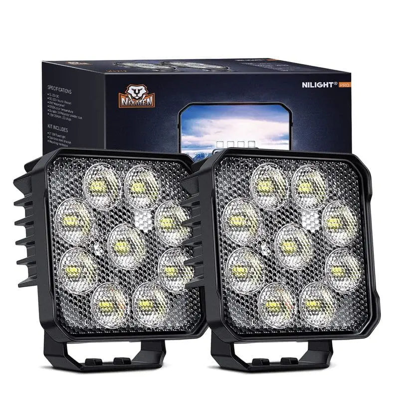 4 Inch 27W 3370LM Square Flood Built-in EMC LED Work Lights (Pair ...