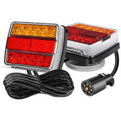 Magnetic LED Trailer Towing Light Kit w/ 7 Pin Plug Tail Stop Amber