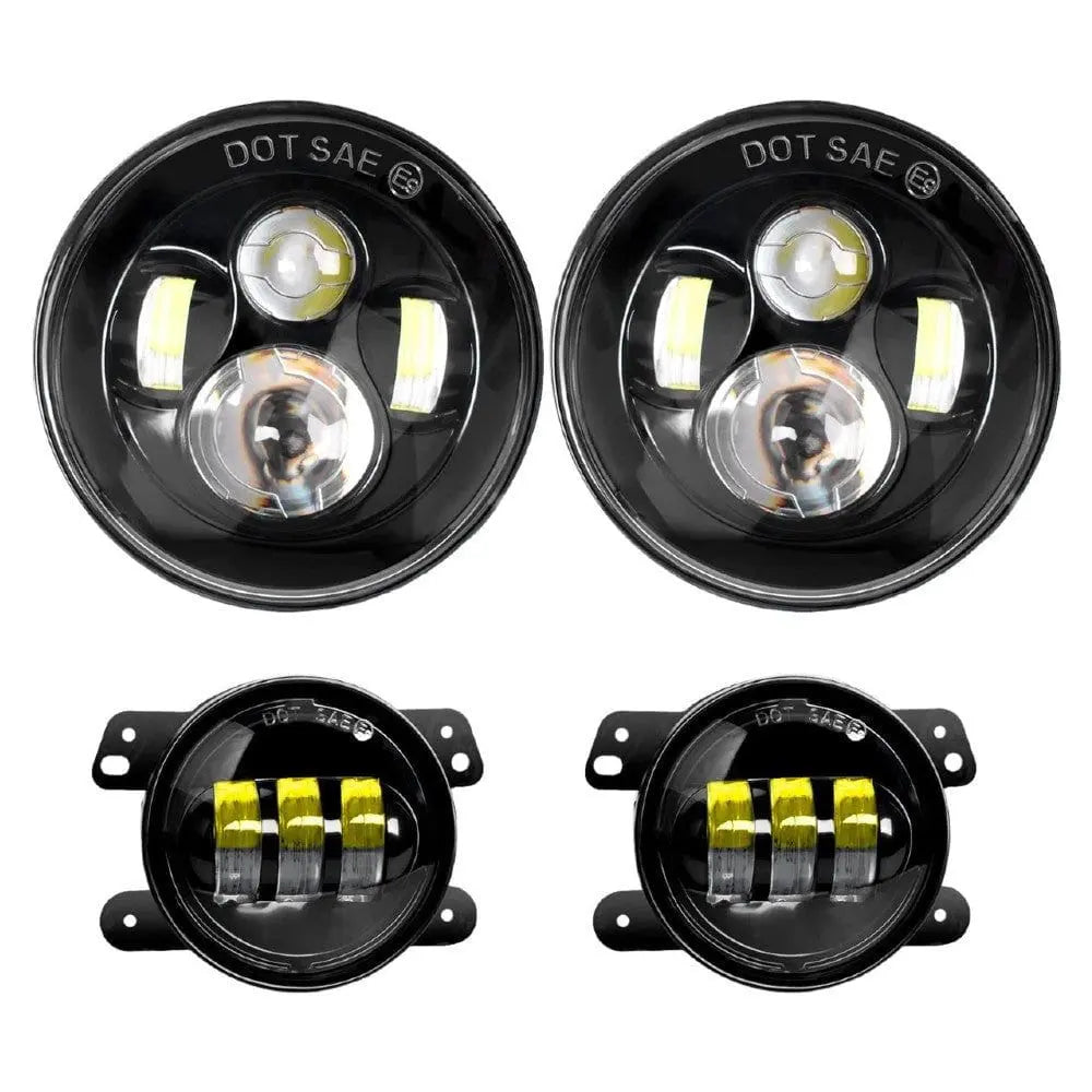 LED Headlight Nilight 2PCS 7 Inch LED Healdight with 2PCS 4 Inch LED Fog Light for Jeep Wrangler 97-17 JK LJ CJ, 2 Years Warranty