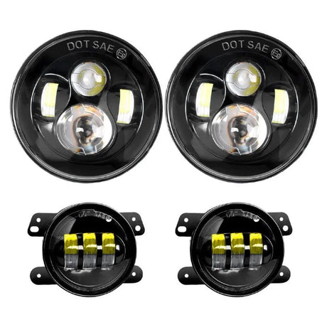 LED Headlight Nilight 2PCS 7 Inch LED Healdight with 2PCS 4 Inch LED Fog Light for Jeep Wrangler 97-17 JK LJ CJ, 2 Years Warranty